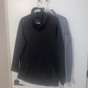 Qty. 2 - Under Armour Youth XL Funnel Neck Sinch Pullover, charcoal & Light Gray